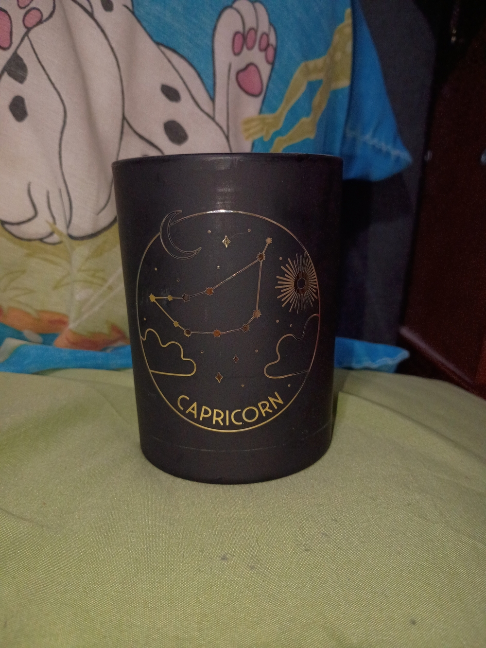 Sonoma Black Candle Holder with Gold Capricorn Constellation